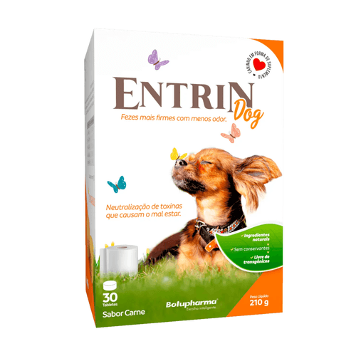 ENTRIN DOG 210G COM 30 TABLETES SABOR CARNE PARA CÃES