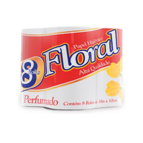 Papel Higiênico Floral 30m c/8 Unidades Perfumado