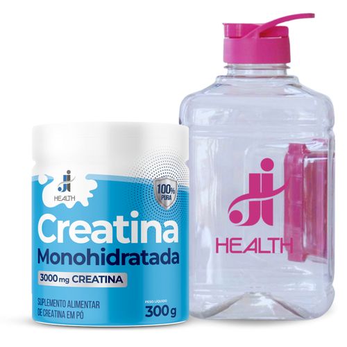 Garrafa para academia 2 litros com alça + pote de Creatina Monohidratada J&I Health 300g pura Rosa Garrafa para academia 2 litros com alça + pote de Creatina Monohidratada J&I Health 300g pura Rosa