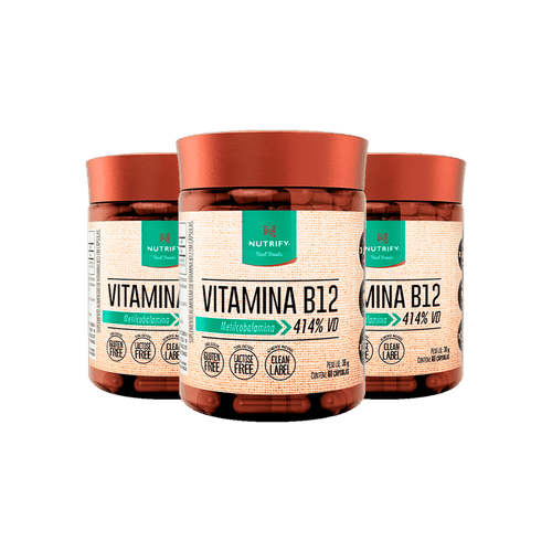 Kit com 3 potes de Vitaminas B12 60 cápsulas