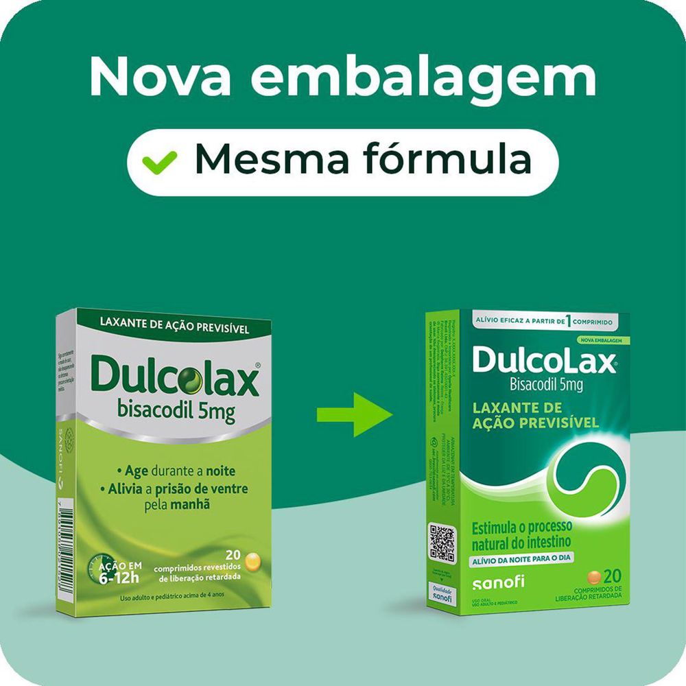 Laxante Dulcolax 5mg 20 Drágeas - Drogarias Pacheco