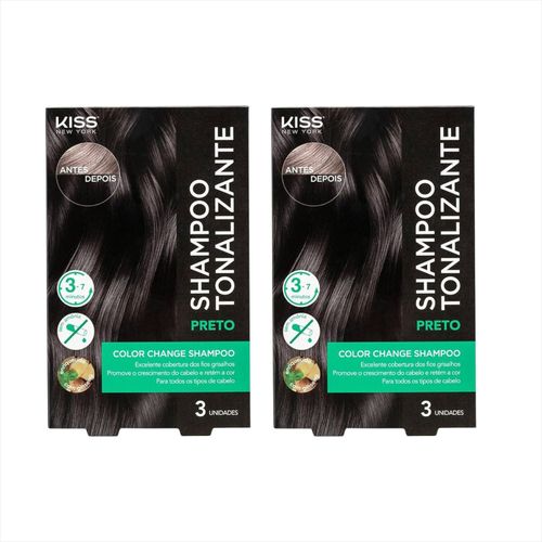Kit Kiss NY Shampoo Tonalizante Preto Com 2 Un