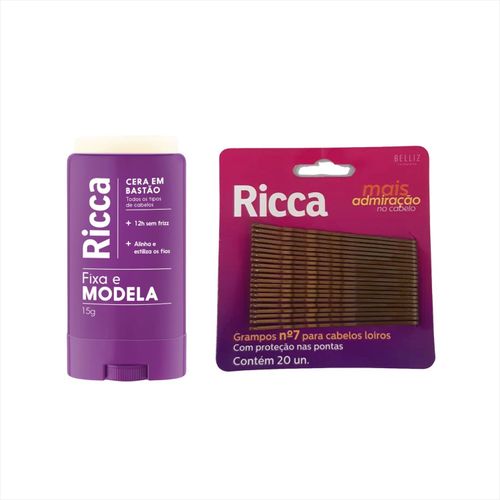 Kit Ricca Cera Fixadora Em Bastão + Grampo Cabelo Loiro 20un