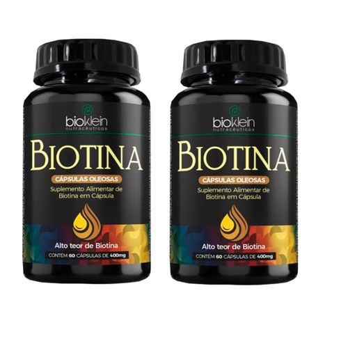KIT 2 ÓLEO BIOTINA (Vitamina B7) 400mg 60 Caps Bioklein