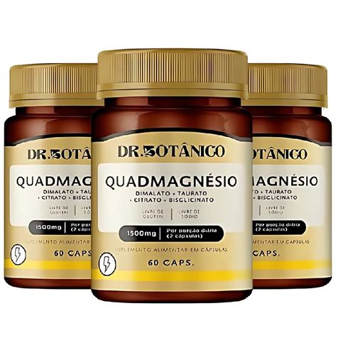 KIT 3 QUADMAGNESIO (DIMALATO + TAURATO + CITRATO + GLICINA) 1500MG 60CAPS DR. BOTANICO
