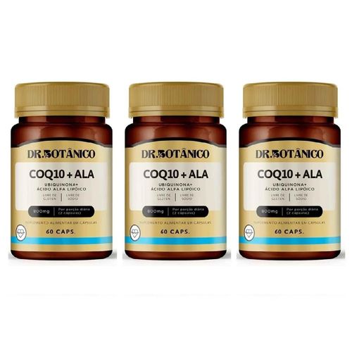 KIT 3 COQ10 + ALA (UBIQUINONA + ACIDO ALFA LIPOICO) 800MG 60CAPS DR. BOTANICO