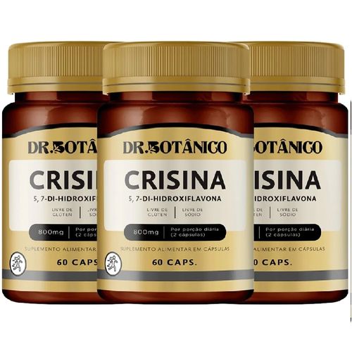 KIT 3 CRISINA (5, 7-DI-HIDROXIFLAVONA) 800MG 60 CAPS DR. BOTANICO KIT 3 CRISINA (5, 7-DI-HIDROXIFLAVONA) 800MG 60 CAPS DR. BOTANICO