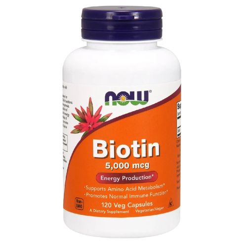 Biotin 5mg (5,000 mcg) 120 Caps. Now Foods