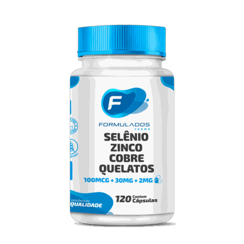 Selênio 100mcg, Zinco 30mg e Cobre 2mg Quelatos 120 Cápsulas