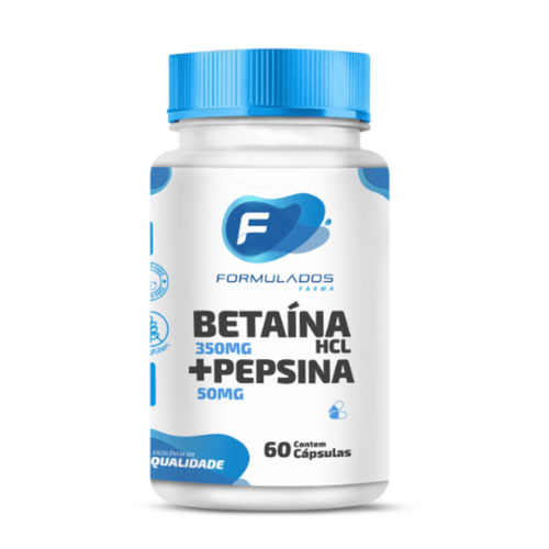 Betaína Hcl 300mg + Pepsina 40mg 60 Cápsulas