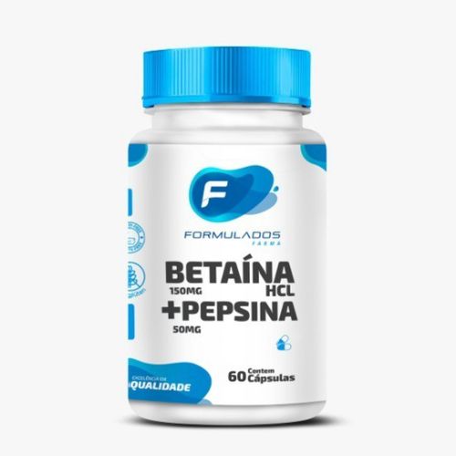 Cloridrato de Betaína 150 mg + Pepsina 50 mg 60 cápsulas Cloridrato de Betaína 150 mg + Pepsina 50 mg 60 cápsulas