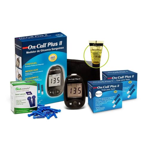 Monitor de Glicose + 100 Tiras + 100 Lancetas + 1 Glicose Líquida Monitor de Glicose + 100 Tiras + 100 Lancetas + 1 Glicose Líquida