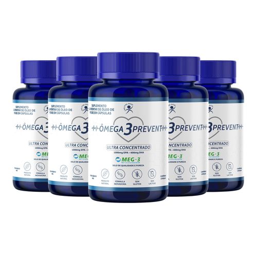 Ômega 3 Prevent Ultra Concentrado 1000 Epa 400 Dha 300 Caps 5 Frascos Nutriage Ômega 3 Prevent Ultra Concentrado 1000 Epa 400 Dha 300 Caps 5 Frascos Nutriage