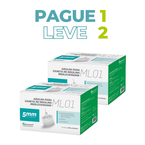 Pague 1 Leve 2 - Agulha Caneta Insulina 5mm Medlevensohn Pague 1 Leve 2 - Agulha Caneta Insulina 5mm Medlevensohn