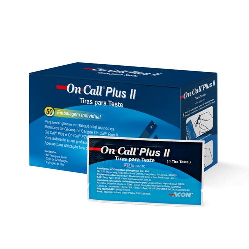 50 Tiras de Glicose Individuais On Call Plus II