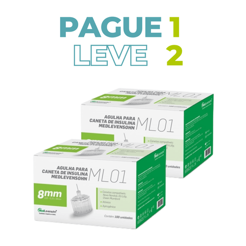 Pague 1 Leve 2 - Agulha Caneta Insulina 8mm Medlevensohn