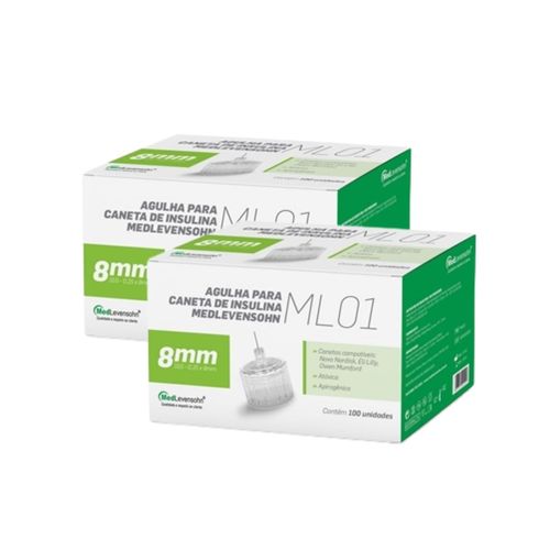 Kit com 2 Caixas Agulha Caneta Insulina 8mm Medlevensohn 8 mm Kit com 2 Caixas Agulha Caneta Insulina 8mm Medlevensohn 8 mm