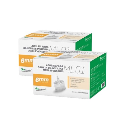 Kit com 2 Caixas Agulha Caneta Insulina 6mm Medlevensohn 6 mm Kit com 2 Caixas Agulha Caneta Insulina 6mm Medlevensohn 6 mm