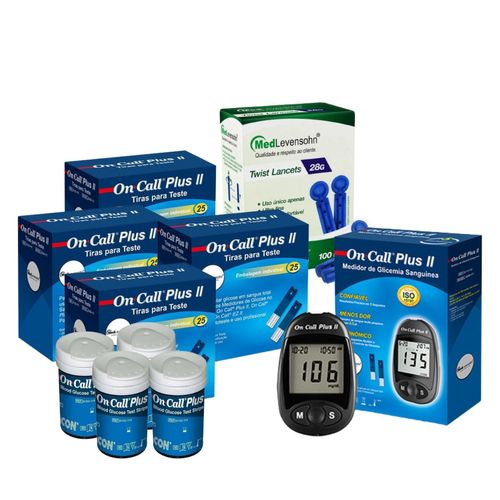 Monitor de Glicose + 200 Tiras de Glicose + 100 Lancetas 200 Tiras Monitor de Glicose + 200 Tiras de Glicose + 100 Lancetas 200 Tiras