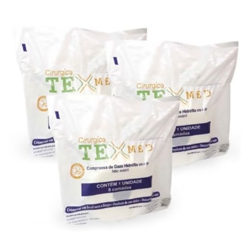 3 Pacotes Compressa Gaze 7,5x7,5cm 13 Fios 500 Unid Texmed 3 Pacotes Compressa Gaze 7,5x7,5cm 13 Fios 500 Unid Texmed