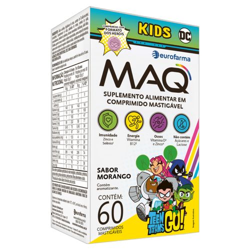 MAQ kids Infantil Mastigavel 60cp sabor morango MAQ kids Infantil Mastigavel 60cp sabor morango