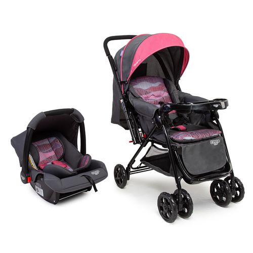 Carrinho com Bebê Conforto Travel System Reverse Duo Rosa Onda - Cosco Kids Carrinho com Bebê Conforto Travel System Reverse Duo Rosa Onda - Cosco Kids