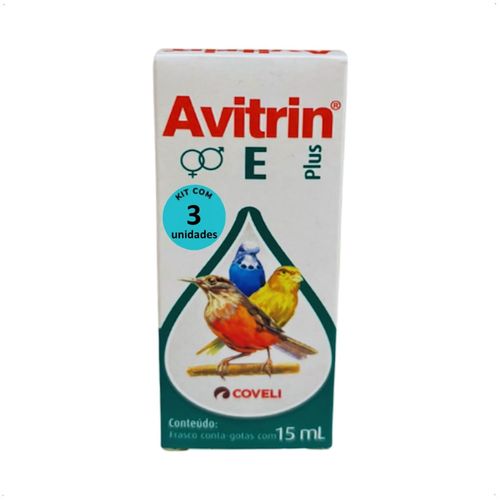 AVITRIN E PLUS 15ML COVELI SUPLEMENTO PARA AVES E PÁSSAROS KIT COM 3