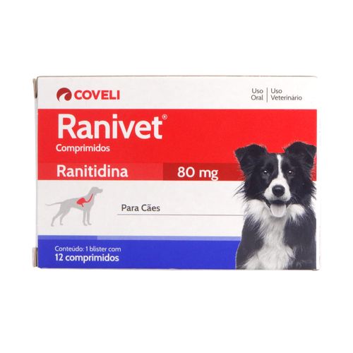 RANIVET RANITIDINA 80MG COM 12 COMPRIMIDOS PARA CÃES COVELI