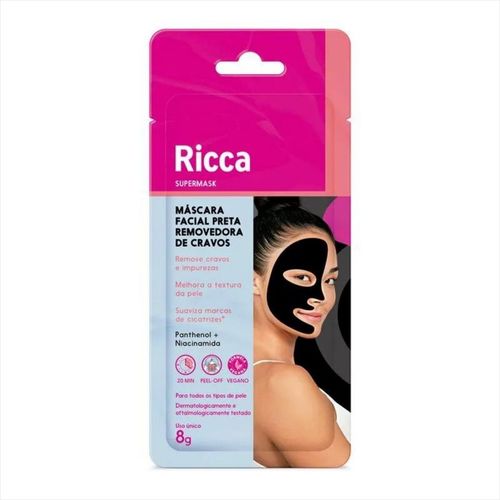 Ricca Máscara Facial Preta Para Limpeza da Pele