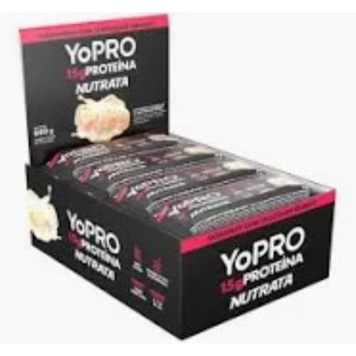 YoPRO Barra (12 unidades de 55g) - Sabor: Morango c/ Chocolate Branco