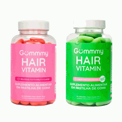 Promopacks Gummy Hair Tutti Frutti (60 gomas) + Maçã Verde (60 gomas) - Padrão: Único