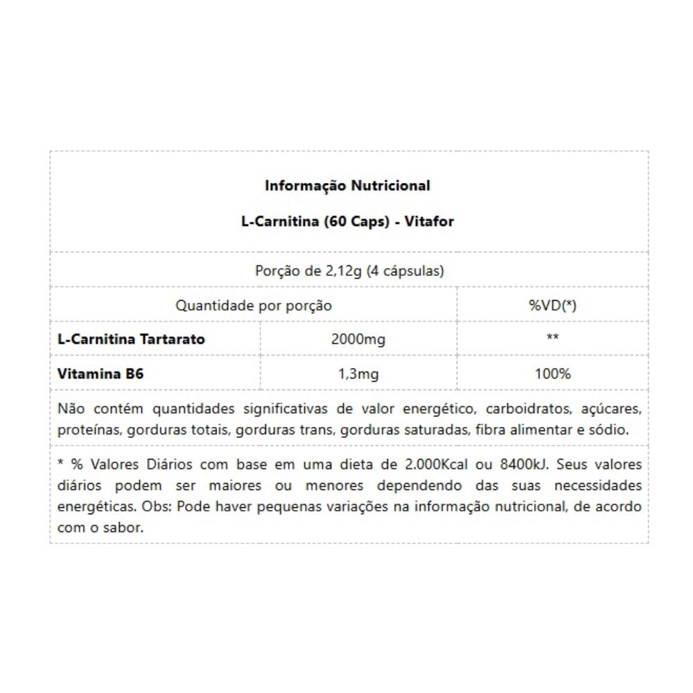 l carnitina vitafor product info and reviews L-Carnitina (60 Caps)