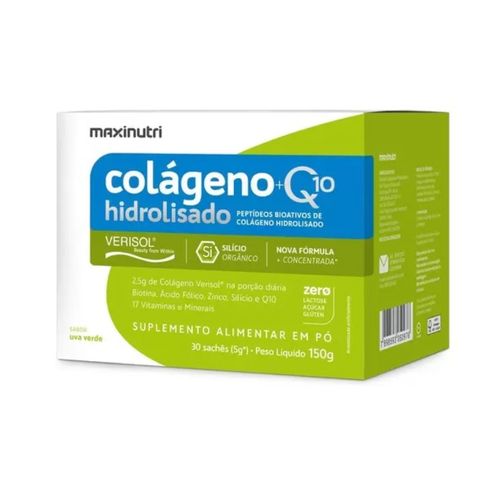 Colágeno Hidrolisado 2 em 1 VERISOL + Q10 (30 Sachês de 5g) - Sabor: Uva Verde