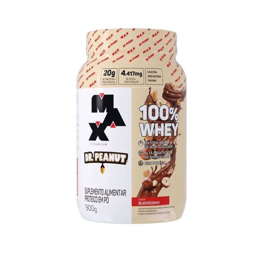 100% Whey Max Titanium x Dr. Peanut (900g) - Sabor: Bueníssimo