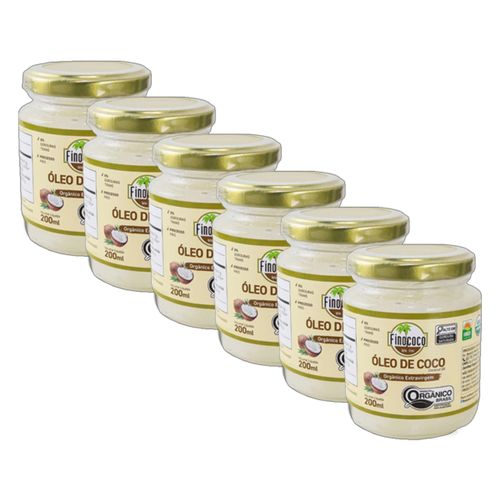Kit 6X: Óleo de Coco Extra Virgem Orgânico Finococo 200ml