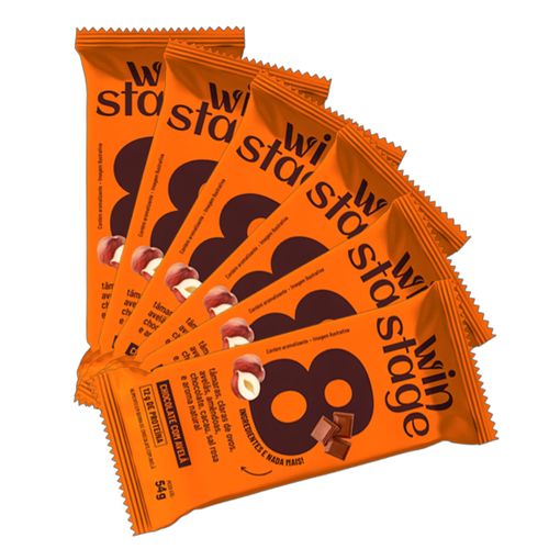 Kit 6X: Barra de Proteína Chocolate com Avelã Sem Açúcar WinStage 54g Kit 6X: Barra de Proteína Chocolate com Avelã Sem Açúcar WinStage 54g