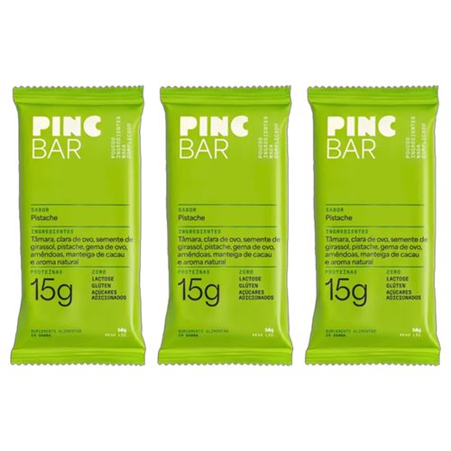 Kit 3X: Barra de Proteína Pistache Sem Açúcar Pinc Bar 50g
