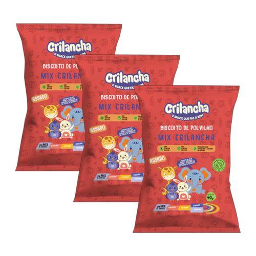 Kit 3X: Biscoito de Polvilho Mix Vegano Orgânico Crilancha 40g