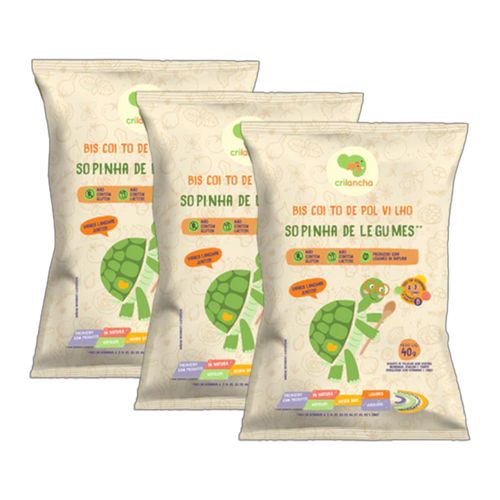 Kit 3X: Biscoito de Polvilho Sopinha de Legumes Vegano Crilancha 40g Kit 3X: Biscoito de Polvilho Sopinha de Legumes Vegano Crilancha 40g