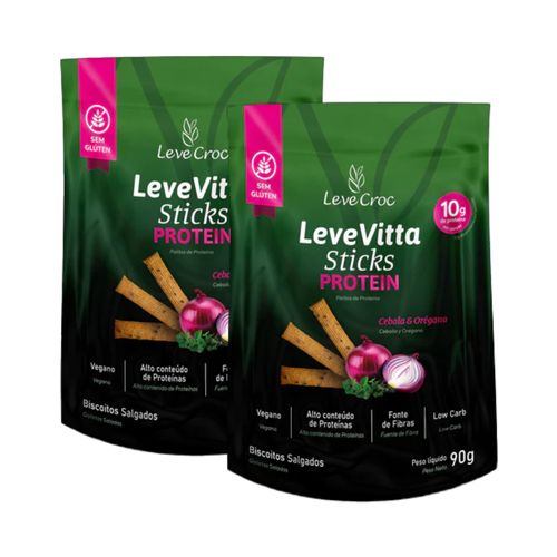 Kit 2X: Biscoito Leve Vitta Protein Cebola e Orégano Leve Croc 90g Kit 2X: Biscoito Leve Vitta Protein Cebola e Orégano Leve Croc 90g