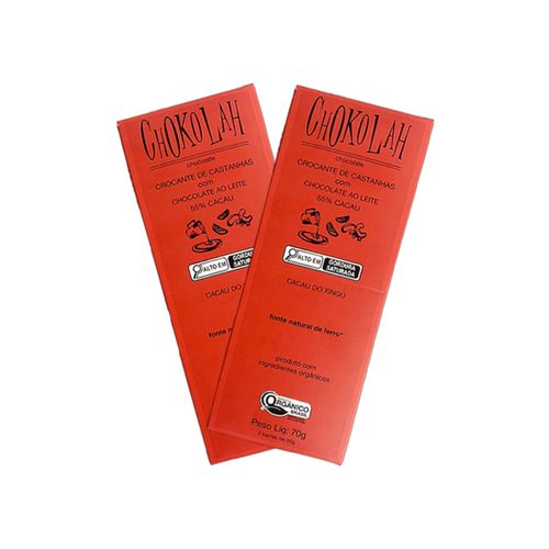 Kit 2X: Chocolate ao Leite 55% Cacau com Castanhas Orgânico CHoKolaH 70g
