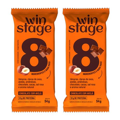 Kit 2X: Barra de Proteína Chocolate com Avelã Sem Açúcar WinStage 54g Kit 2X: Barra de Proteína Chocolate com Avelã Sem Açúcar WinStage 54g