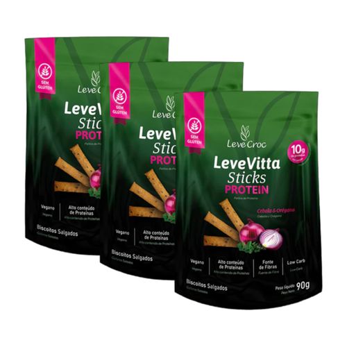 Kit 3X: Biscoito Leve Vitta Protein Cebola e Orégano Leve Croc 90g Kit 3X: Biscoito Leve Vitta Protein Cebola e Orégano Leve Croc 90g