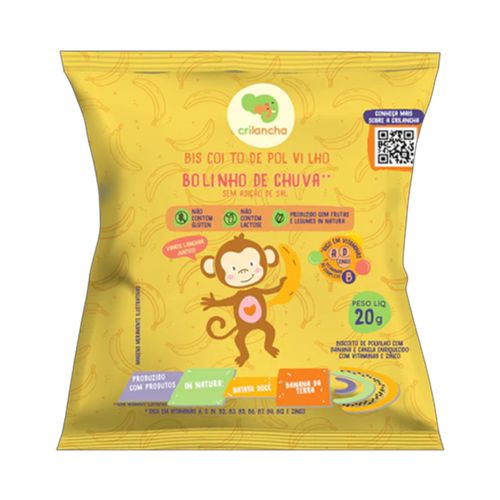 Biscoito de Polvilho Bolinho de Chuva Vegano Crilancha 20g Biscoito de Polvilho Bolinho de Chuva Vegano Crilancha 20g