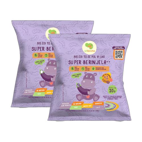 Kit 2X: Biscoito de Polvilho Super Berinjela Vegano Crilancha 20g