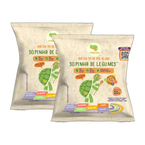Kit 2X: Biscoito de Polvilho Sopinha de Legumes Vegano Crilancha 20g