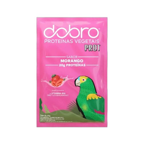 Proteína Vegana Morango Sachê Dobro 30g Morango