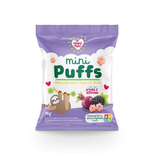 Snack Infantil Mini Puffs Amora e Beterraba Nhami Mami 15g Snack Infantil Mini Puffs Amora e Beterraba Nhami Mami 15g