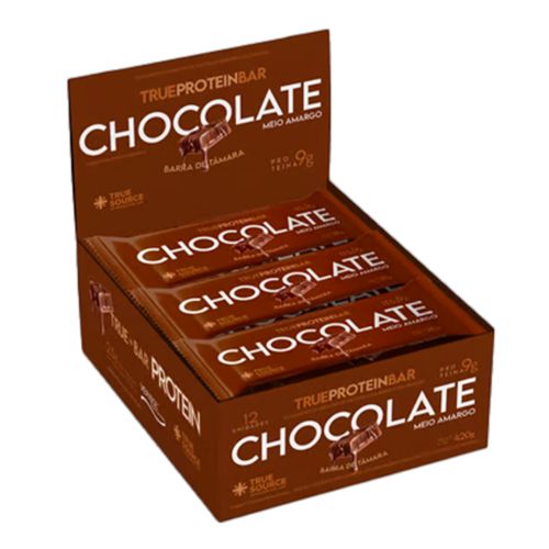True Bar Protein Chocolate Meio Amargo 35g True Source 12 Unidades