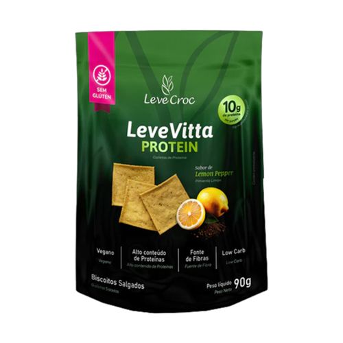 Biscoito Leve Vitta Protein Sabor Lemon Pepper Leve Croc 90g Biscoito Leve Vitta Protein Sabor Lemon Pepper Leve Croc 90g